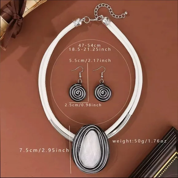 Sapphire Glow Spiral Pendant Necklace with Matching Earrings - Picture 2 of 3